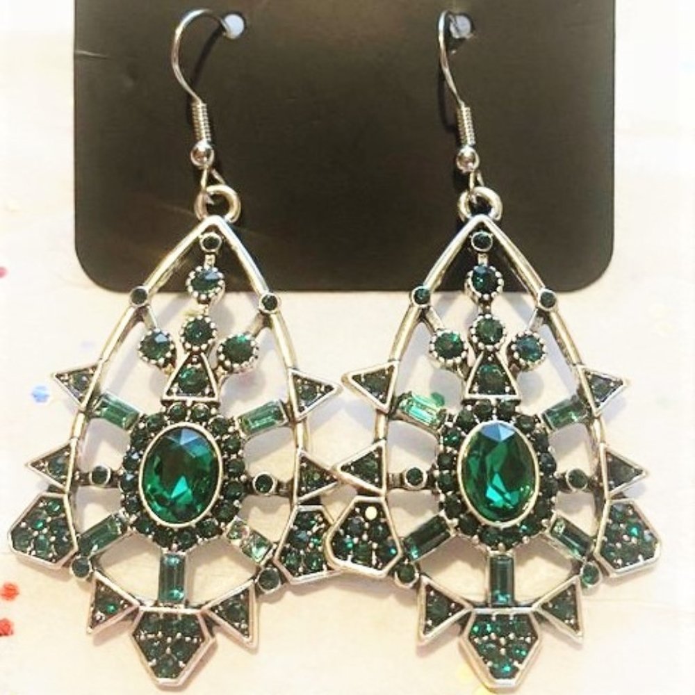 Paparazzi Green & Silver Earrings